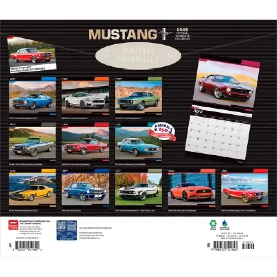 BrownTrout Ford Mustang 2026 14"x24" Hanging Deluxe Wall Calendar Plastic-Free image {1}