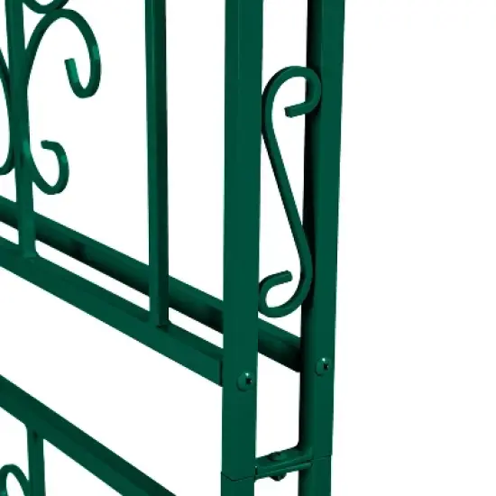 Evergreen Montebello Iron Garden Arbor with Gate, Forest Green- 53 x 84 x 23 Inches Fade and Weather Resistant Outdoor Decor image {1}