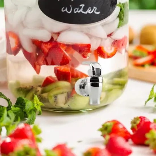 Cornucopia Brands Push Style Spigots for Beverage Dispenser Carafes, 2pk, Replacement Lever Spouts, Chrome Design Lock Open image {3}