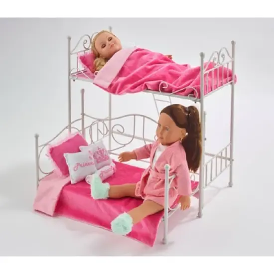 Badger Basket Scrollwork Metal Doll Loft Bed with Daybed and Bedding - White/Pink image {4}
