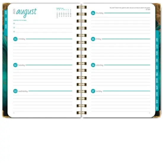 Global Printed Products Hardcover AY 2025-2026 Fashion Planner - 5.5"x8" (Teal Gold Marble) image {3}