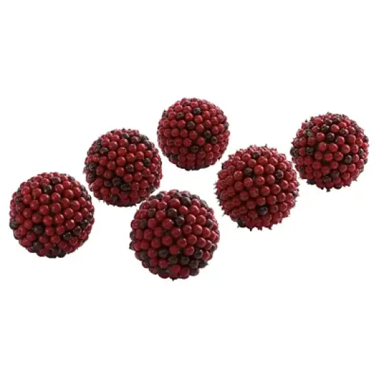 Nearly Natural set of 6 Red Berry Ball Red (5") image {1}
