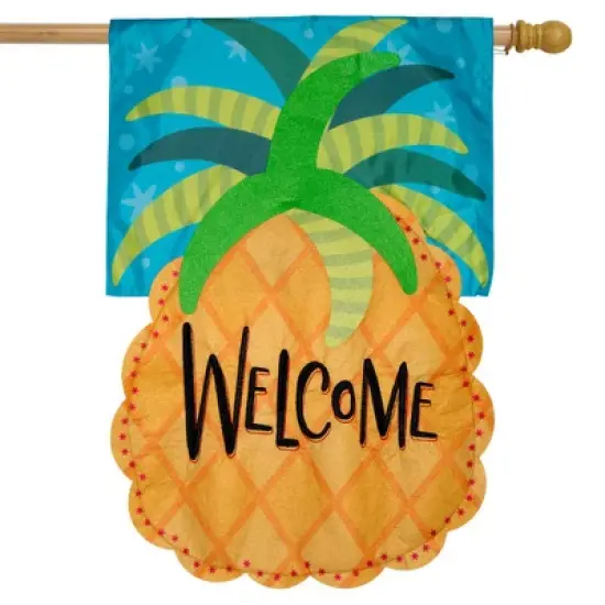Welcome Pineapple Applique House Flag Everyday 28" x 40" Briarwood Lane image {1}