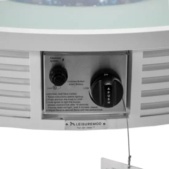 LeisureMod Walbrooke 4-Piece Outdoor Patio Conversation Set &ndash; White Trim Fire Pit Table with Cushioned Ottoman for Patio, Deck, Balcony & Backyard image {15}