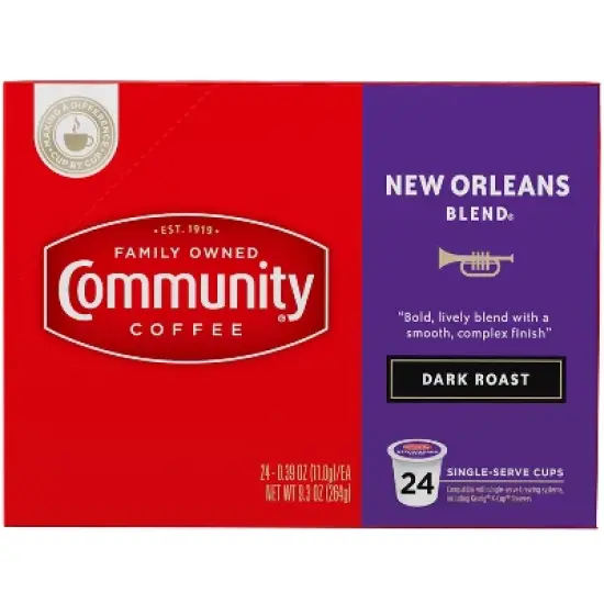 Community Coffee New Orleans Blend Dark Roast Coffee - Single Serve Pods - 24ct image {1}
