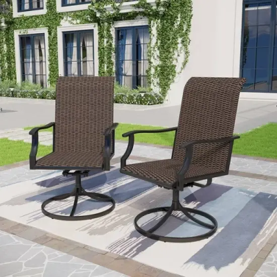 5pc Patio Dining Set with 360 Swivel Chairs & Square Net-Shaped Steel Tabletop - Captiva Designs image {1}