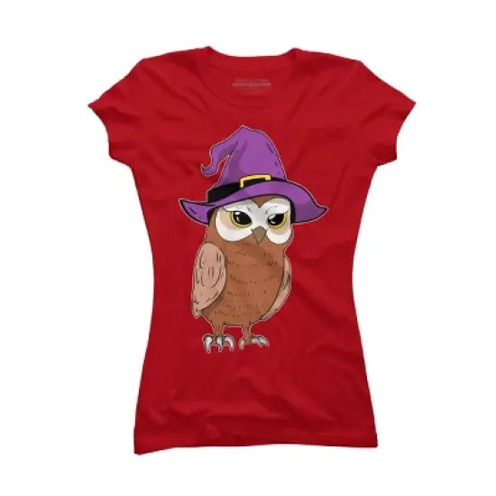 Junior's Design By Humans Owl Witch Halloween T Shirt By thebeardstudio T-Shirt image {6}