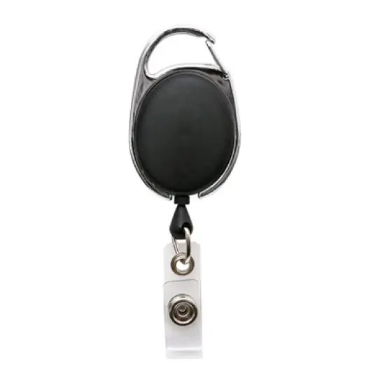 SICURIX Quick Clip Oval ID Badge Reel, Black, Pack of 6 image {4}