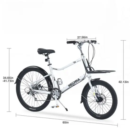 DSVIMOY Bicycles, 26 Inch Freestyle Bike for Men Women Boys and Girls, 7 Speed Cargo Bike, Silver, 65"*27.56"*42.13" image {1}