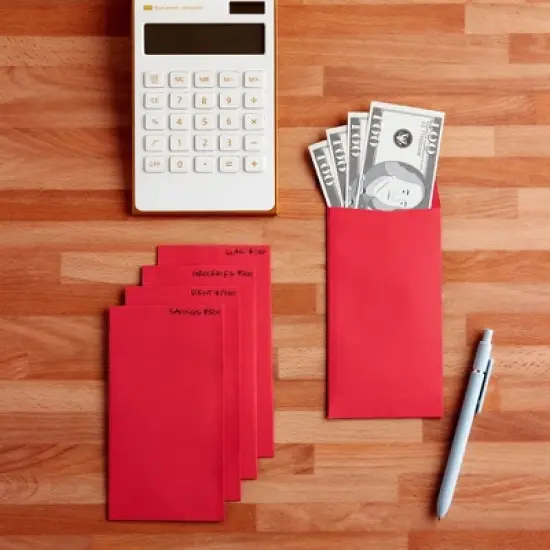 Okuna Outpost 100 Pack Red Money Envelopes for Cash, Coins, Saving, Budgeting (Small, 3.5x6.5in) image {3}