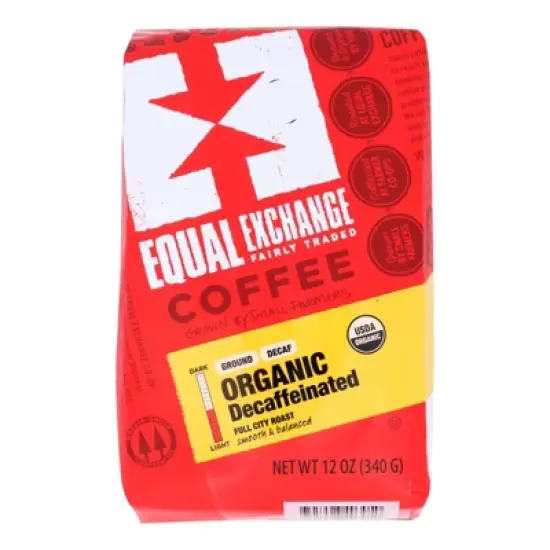 Equal Exchange Organic Decaffeinated Medium Roast Ground Coffee - Case of 6/12 oz image {1}