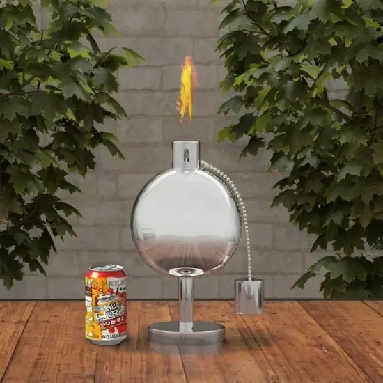 Tabletop Stainless Steel Outdoor Torch Lamp - Fuel Canister Flame Light for Citronella with Fiberglass Wick for Backyard, Patio by Nature Spring image {9}