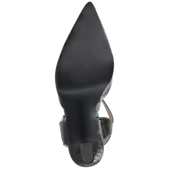 Journee Collection Womens Nixey Croco Texture Buckle Pointed Toe Pumps image {4}