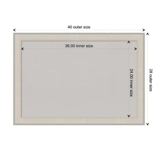 40"x28" Cottage Wood Frame Gray Cork Board White/Silver - Amanti Art: Wall Mount, Custom Framed image {9}