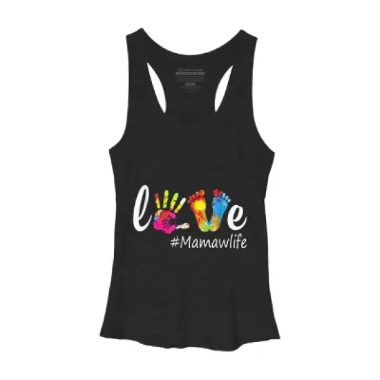 Women's Design By Humans Love Hands and Feet #Mamawlife By Chos Racerback Tank Top image {2}