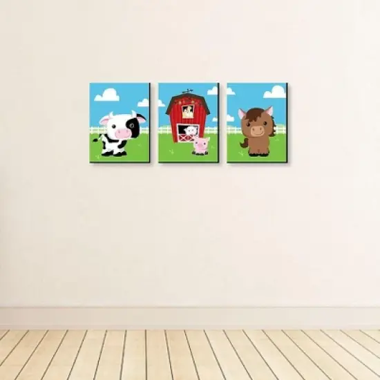 Big Dot of Happiness Farm Animals - Barnyard Nursery Wall Art and Kids Room Decorations - Gift Ideas - 7.5 x 10 inches - Set of 3 Prints image {2}
