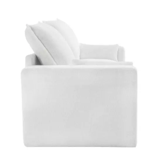 3 Seat Sofa with Removable Cushions and 2 Pillows, Teddy Fabric Upholstered Couch-ModernLuxe image {6}