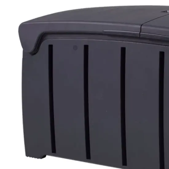 Strata Products Outdoor 85 Gallon (321L) Garden Storage Box with Double Door Middle Opening Hinged Lid with Padlock Hole for Gardens and Patios, Black image {3}