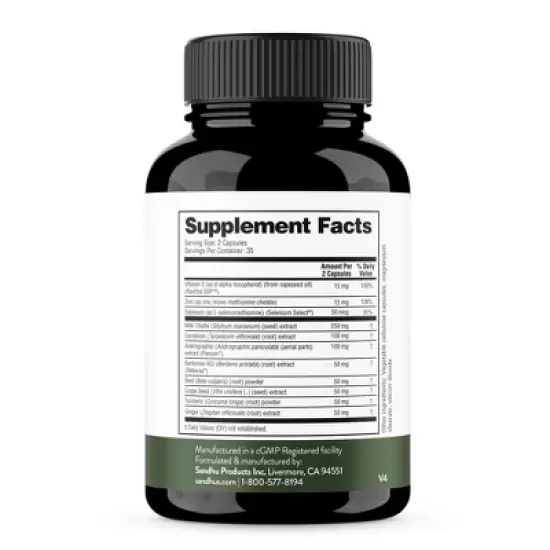 Sandhu's Liver Renew Cleanse Detox, Repair & Support, 70 Capsules, Herbal Supplement for Liver Health, Milk Thistle Dandelion Root with 9 Minerals image {1}