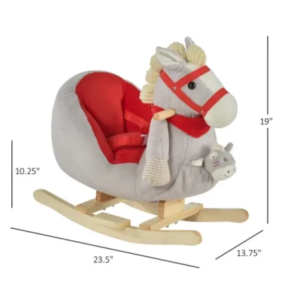 TopComfy Baby Bouncer and Rocker Toddler Kid Chair Plush Rocking Horse Toy for Playroom Living Room, Gray, 23.5"*13.75"*19" image {2}