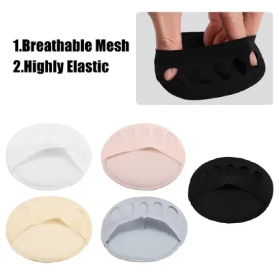 Unique Bargains Soft Fabric Breathable Five Toes Forefoot Pads for Women 5 Colors Black White Pink Gray Beige 5 Pairs image {2}