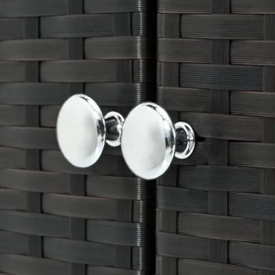 Whisen 63.5" Outdoor Kitchen Island with Foldable Side Table, Storage and Bottle Opener - Dark Brown image {11}