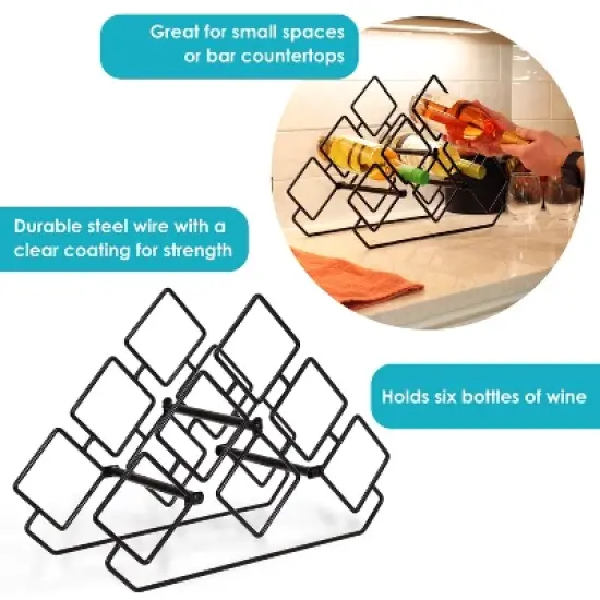 Sunnydaze Modern 6-Bottle Triangular Wine Rack - Indoor Steel Wire Tabletop Accent image {2}