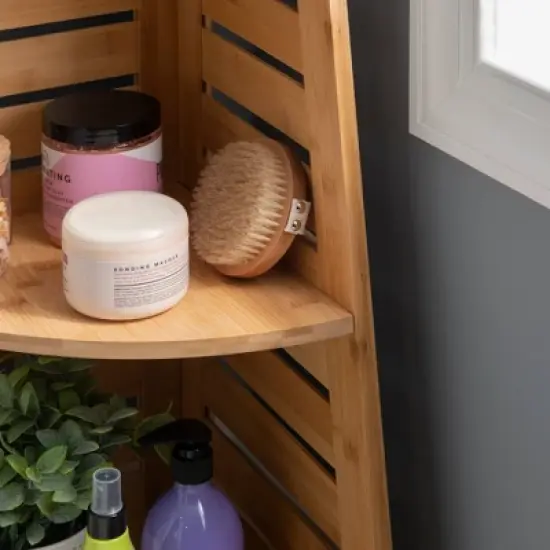 Bracken Bamboo Corner Shelf Natural - Linon image {6}