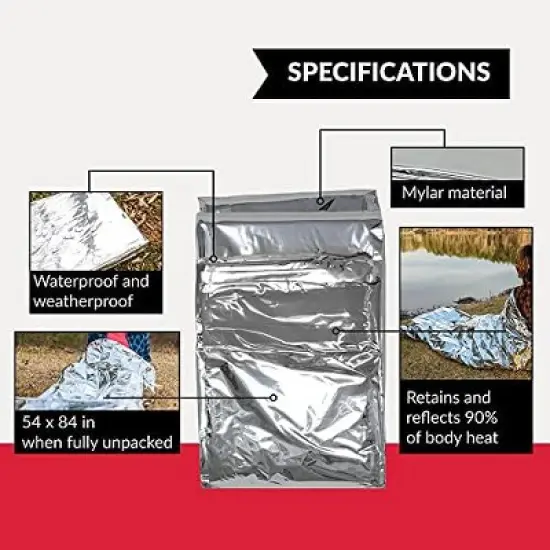 Mylar Thermal Blanket for Hypothermia - 90% Heat Retention image {2}