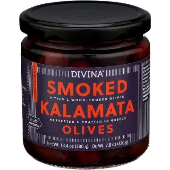 Divina Smoked Kalamata Olive - Case of 6 - 7.8 oz image {1}