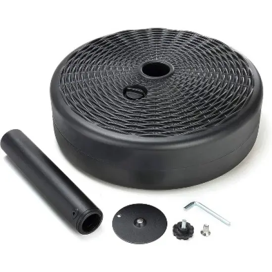 Rattan Design Resin Fillable Umbrella Base Black - Backyard Expressions image {6}