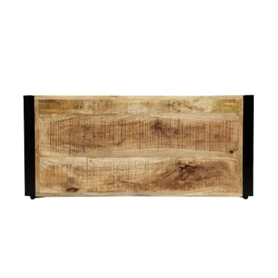 Brinkley Modern Industrial Handcrafted 3 Shelf Mango Wood Shelving Unit Natural/Black - Christopher Knight Home image {4}