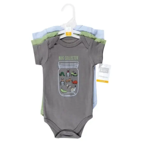 Hudson Baby Unisex Baby Cotton Bodysuits, Bugs 3-Pack image {1}