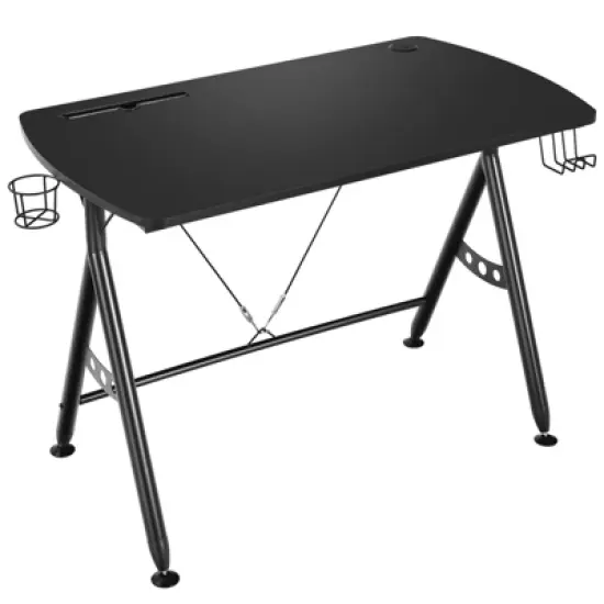 Tangkula Gaming Desk Y-Shaped Computer Table w/Cup Holder & Phone Slot for Home Office Black image {6}