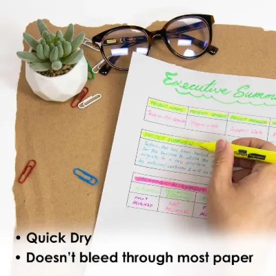 BAZIC Products&reg; Pen Style Fluorescent Highlighters with Pocket Clip, 5 Per Pack, 12 Packs image {5}