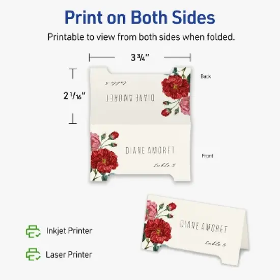 Avery Printable Tent Cards, 2-1/16" x 3.75", Matte Ivory, 40ct image {5}