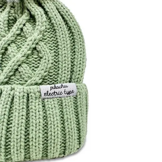 Pokemon Knit Hat with Pom - Green Electric Type image {3}