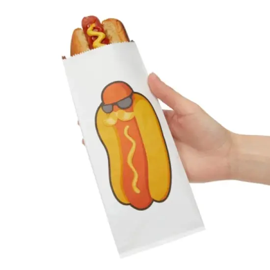 Juvale 100 Pack Hot Dog Paper Holders Bags, Foil Sleeve Wrappers for 4th of July BBQ Gathering, Disposable, 4 x 8 x 2 in image {2}