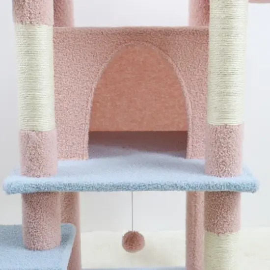 Racxily 71 inch Flower Cat Tree with Large Condo Removable Flower Cushion and Hammock image {2}