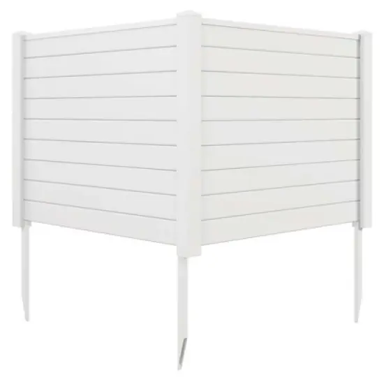 Costway 48"L x 37.5"H Air Conditioner Fence with 3 Ground Stakes Black/White image {11}