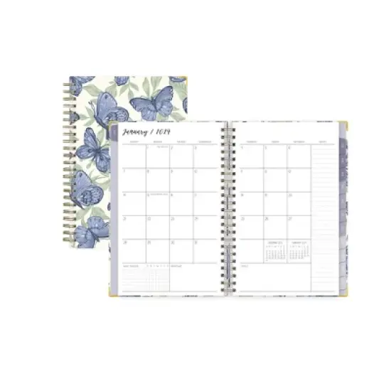 Ivory Paper Co 2024 Planner 8"x5" Weekly/Monthly Wirebound Mariposas image {3}