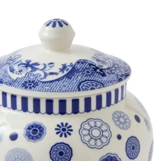 Spode Blue Italian Brocato Porcelain Ginger Jar - 5-Inch Decorative Lidded Accent with Imari Border in Classic Blue & White for Traditional image {3}