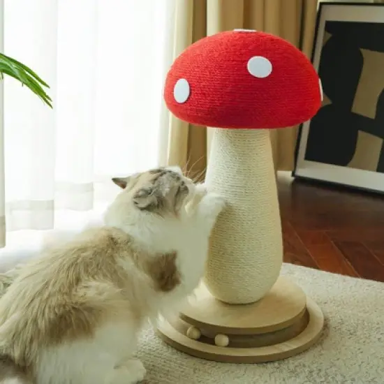 Vertical cat tree, mushroom-shaped cat tree, cat scratching post,equipped with a stable base and durable sisal rope cat scratching board. image {5}