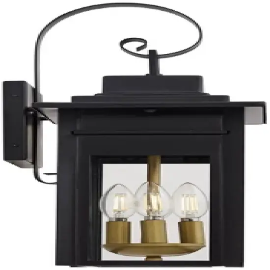 Franklin Iron Works Rustic Farmhouse Outdoor Wall Light Fixture Black 4-Light 21 1/2" Clear Glass Shade for Exterior Barn Deck House Porch Yard Patio image {6}