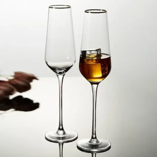 Berkware Tall Champagne Flutes with Gold Tone Rim - 8.1oz image {8}