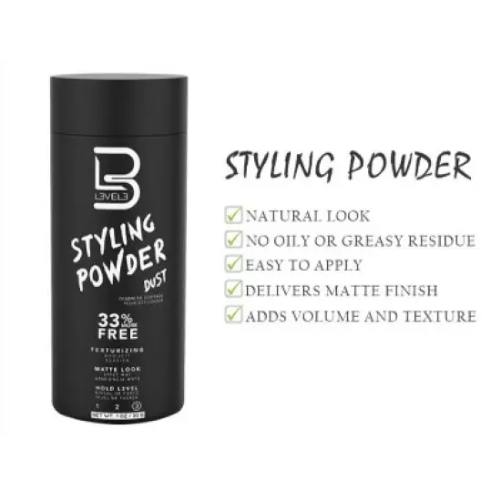 L3VEL3 Styling Powder - Natural Look Mens Powder - Easy to Apply with No Oil or Greasy Residue - 1 oz image {2}