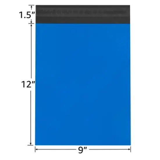 UOFFICE Pack of 500 Blue Poly Mailer Envelopes 9" x 12" image {1}