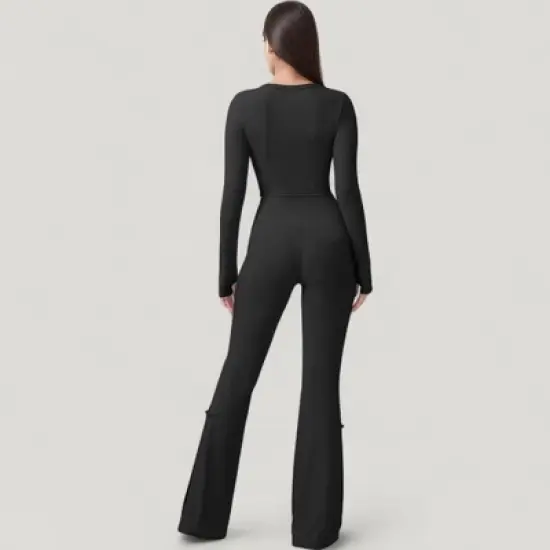 Anna-Kaci Active Women's Long Sleeve Cropped Button Front Top with Fitted Stretch Design image {4}