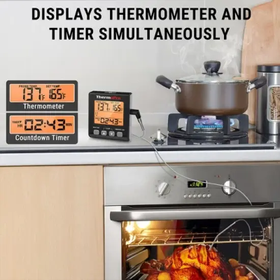 ThermoPro TP16SW Digital Meat Cooking Smoker Kitchen Grill BBQ Thermometer with Large LCD Display with Backlight for Oven Smoker Grill Turkey image {5}