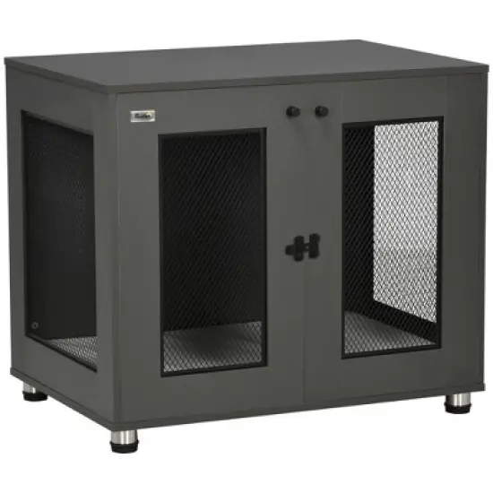 PawHut Dog Crate Furniture with Water-resistant Cushion, Dog Crate End Table with Double Doors, Indoor Pet Crate for Small Medium Dogs image {7}